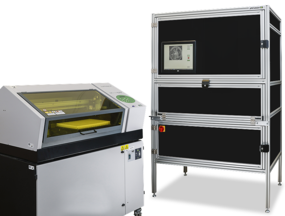 pvPhotobox System zur Münzbedruckung, geschlossen mit Drucker